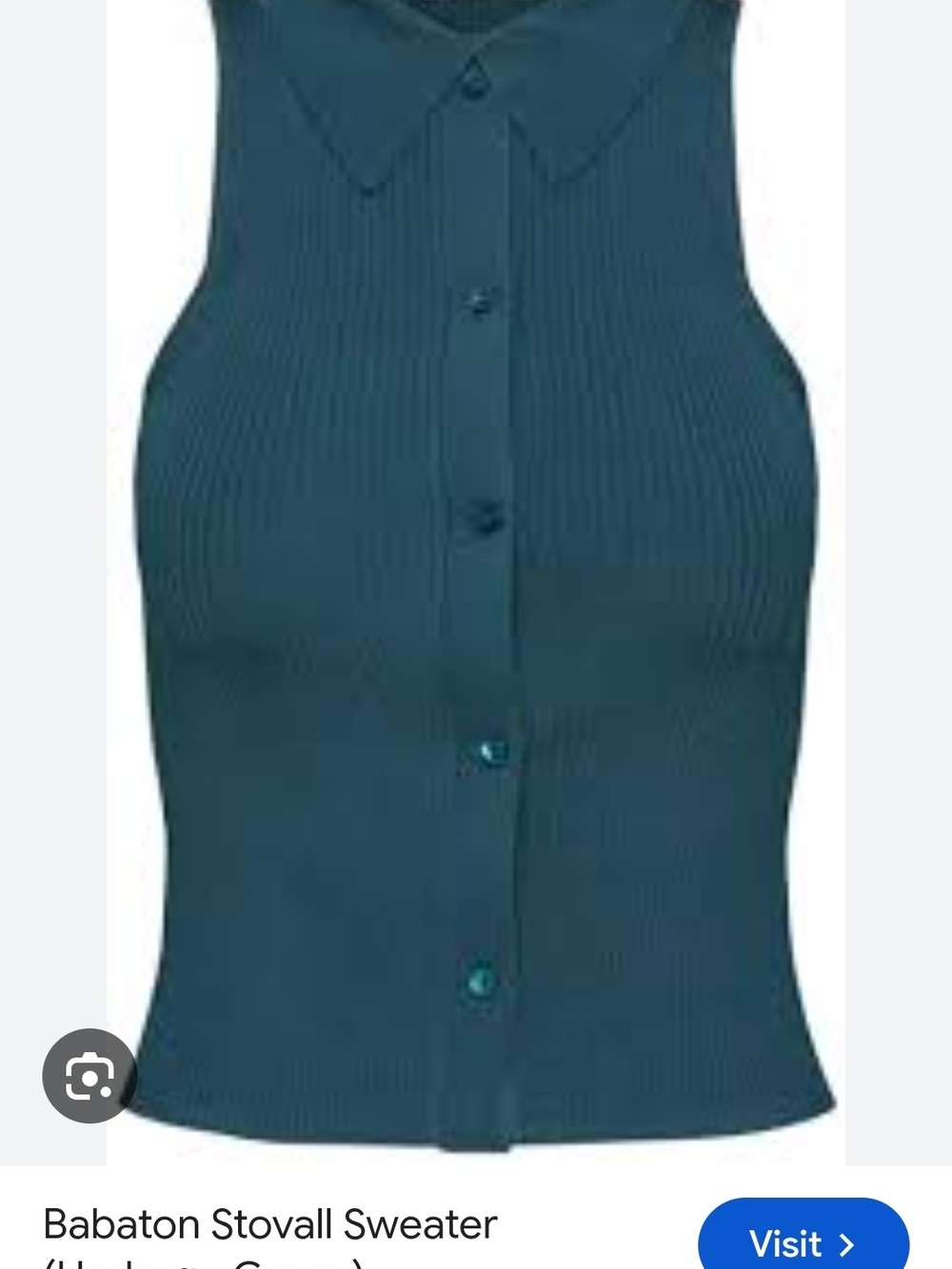Babaton RibbedStovall Button-Front Knit Collared Tank in Teal Blue Size,M
